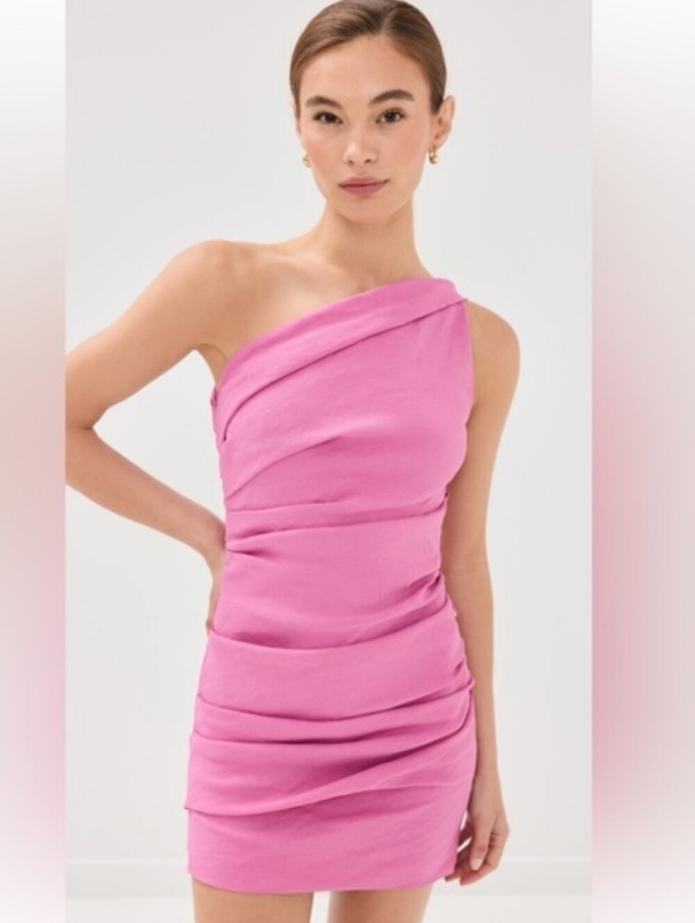 A.L.C. Carina One-Shoulder Mini Dress in the Pink Rosario Size 4